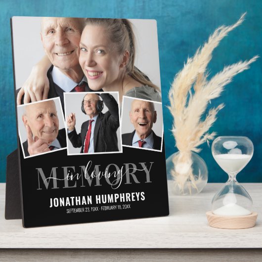 Elegante herdenkingsplaquette met 4 foto's fotoplaat (Zijkant)