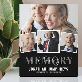 Elegante herdenkingsplaquette met 4 foto's fotoplaat
