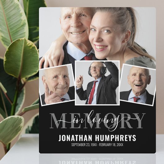 Elegante herdenkingsplaquette met 4 foto's fotoplaat