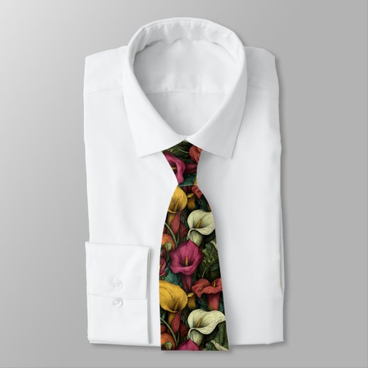Elegante Heren Accessoires Calla Lelie Bloem Stropdas (Gebonden)