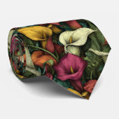 Elegante Heren Accessoires Calla Lelie Bloem Stropdas (Opgerold)