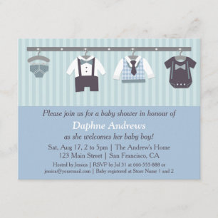 Elegante Heren Baby Shower Uitnodigingen Jongen