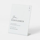 Elegante heren bruiloft badkamer mand teken reclamebord met voetstuk (Voorkant)