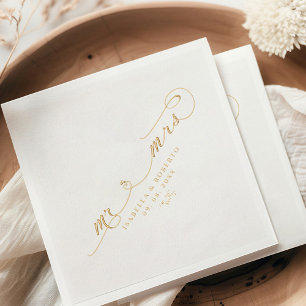 Elegante Heren & Dames Calligrafie Script Huwelijk Folie Servetten