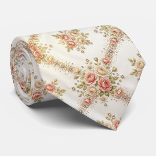 Elegante Heren Kraagstropdas Roze Engelse Rozen Stropdas