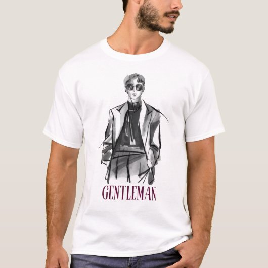 Elegante Heren Mode Schets T-shirt (Voorkant)