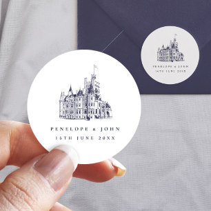 Elegante Herenkasteel Bestemming Trouwlocatie Ronde Sticker