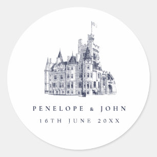 Elegante Herenkasteel Bestemming Trouwlocatie Ronde Sticker