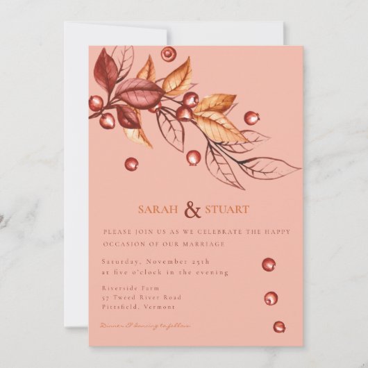 Elegante herfst Aarde Toon Terracotta Bruiloft Kaart (Voorkant)