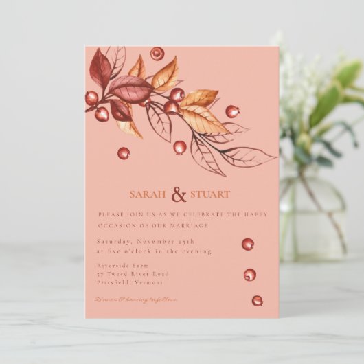 Elegante herfst Aarde Toon Terracotta Bruiloft Kaart (Staand voorkant)