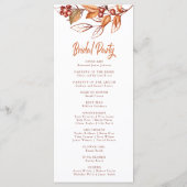 Elegante herfst Aarde Toon Terracotta Bruiloft Programmakaart (Achterkant)