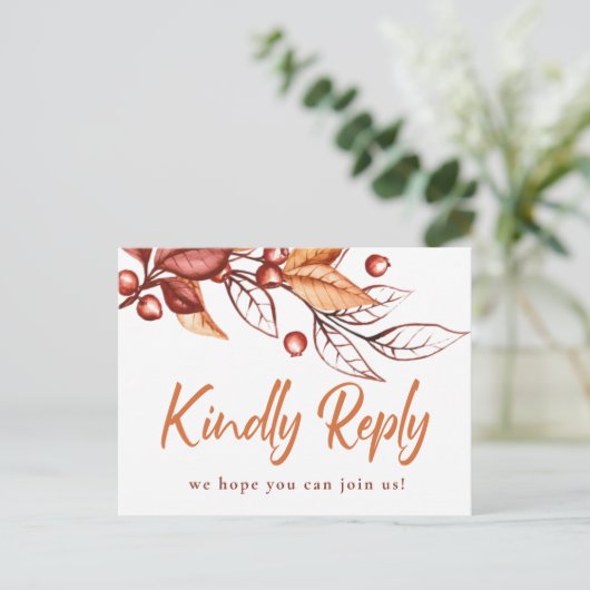 Elegante herfst Aarde Toon Terracotta Bruiloft RSV Briefkaart (Staand voorkant)