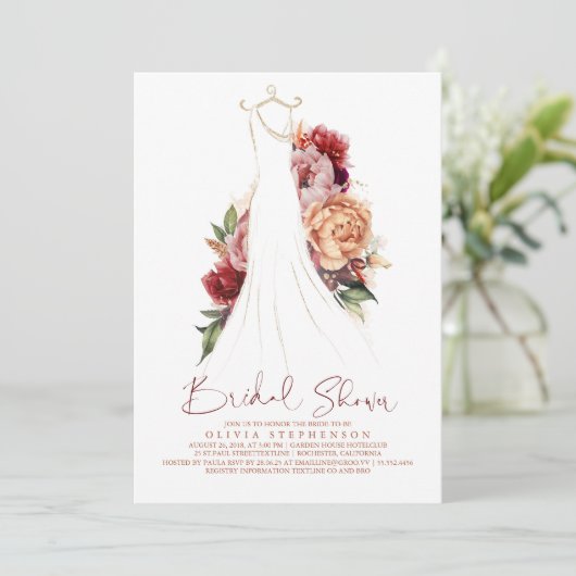 Elegante Herfst aardse bloemen jurk Vrijgezellenfe Kaart (Staand voorkant)