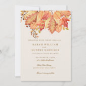 Elegante herfst aquarel bladeren herfst bruiloft kaart (Voorkant)