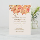 Elegante herfst aquarel bladeren herfst bruiloft kaart (Staand voorkant)