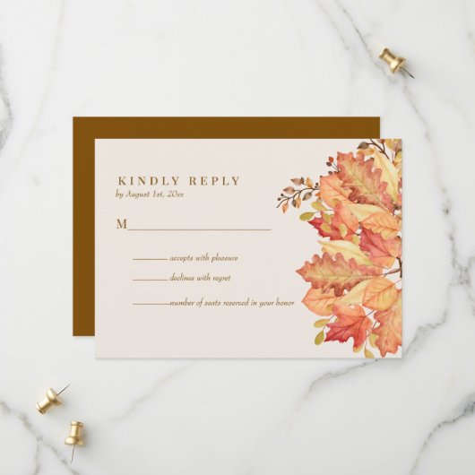 Elegante herfst aquarel bladeren herfst bruiloft R Save The Date (Voorkant / Achterkant in situ)