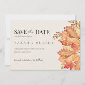 Elegante herfst aquarel bladeren herfst bruiloft save the date (Voorkant)
