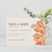 Elegante herfst aquarel bladeren herfst bruiloft save the date (Staand voorkant)