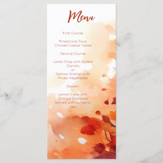 Elegante herfst aquarel bladeren verbrand oranje g menu (Voorkant)