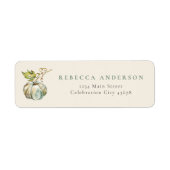 Elegante herfst aquarel pompoen retouradres etiket (Voorkant)