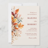 Elegante herfst aquarel QR-code foto bruiloft Kaart (Voorkant)