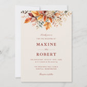 Elegante herfst aquarel QR-code foto bruiloft Kaart (Voorkant)