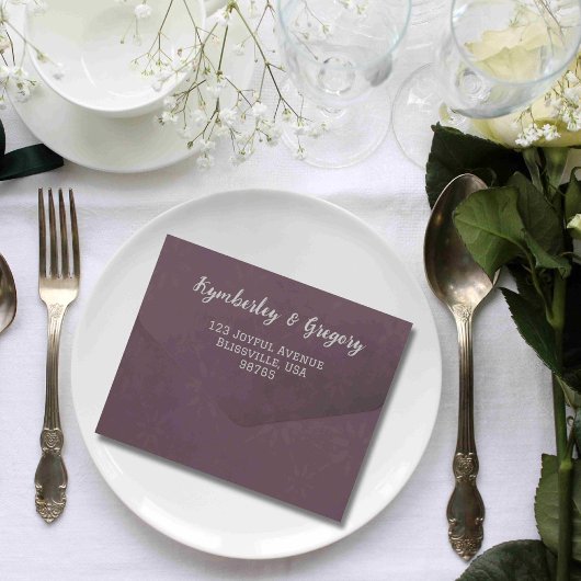 Elegante herfst aubergine grijs minimalistische e- all in one uitnodiging