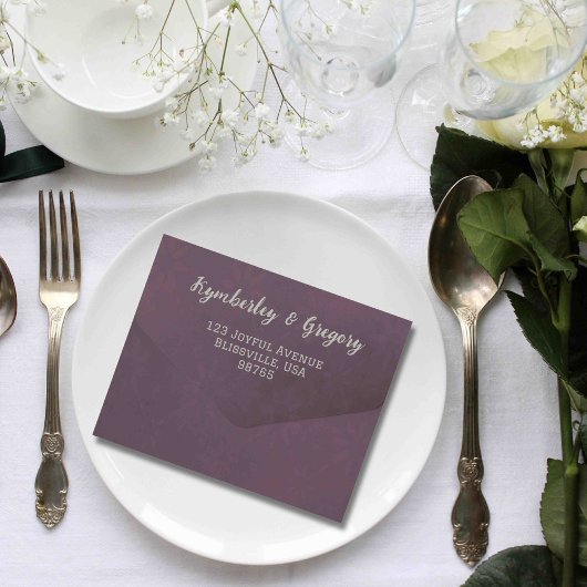 Elegante Herfst Aubergine Salie Grijs QR Code All In One Uitnodiging