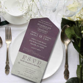 Elegante herfst aubergine salie minimalistische e- all in one uitnodiging