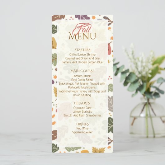Elegante Herfst Autumn Leaves Flat Menu (Staand voorkant)