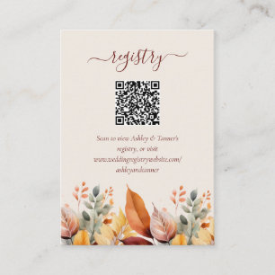 Elegante Herfst Autumn Wedding Registry QR-code Informatiekaartje