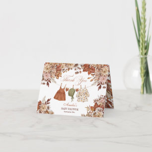 Elegante herfst baby waslijn baby shower bedankkaart