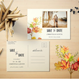 Elegante herfst bladeren foto wit opslaan van de d briefkaart