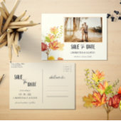 Elegante herfst bladeren foto wit opslaan van de d briefkaart