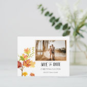 Elegante herfst bladeren foto wit opslaan van de d briefkaart (Staand voorkant)