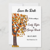 Elegante herfst bladeren gesneden boom romantische save the date (Voorkant)