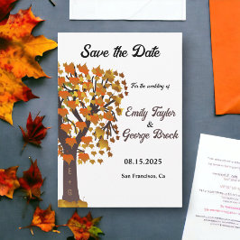 Elegante herfst bladeren gesneden boom romantische save the date