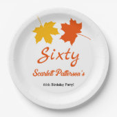 Elegante herfst bladeren herfst bloemen 60e verjaa papieren bordje (Voorkant)