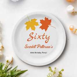 Elegante herfst bladeren herfst bloemen 60e verjaa papieren bordje