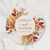 Elegante herfst bladeren herfst bruiloft bedankjes labels (Voorkant)