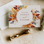 Elegante herfst bladeren herfst bruiloft bedankkaart<br><div class="desc">Elegante herfstblaadjes herfstbruiloft Thank You Card heeft een prachtig boeket herfstblaadjes in roest,  geel,  goud,  mosterd,  bruin en paarse.</div>