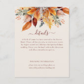 Elegante herfst bladeren herfst bruiloft details informatiekaartje (Voorkant)