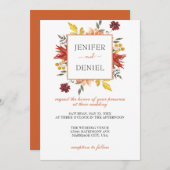 Elegante herfst bladeren herfst bruiloft kaart (Voorkant / Achterkant)