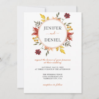 Elegante herfst bladeren herfst bruiloft kaart