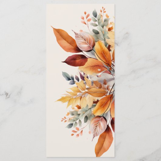 Elegante herfst bladeren herfst bruiloft menu (Achterkant)