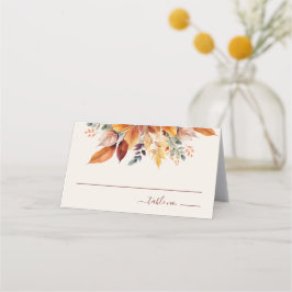 Elegante herfst bladeren herfst bruiloft plaatskaartje