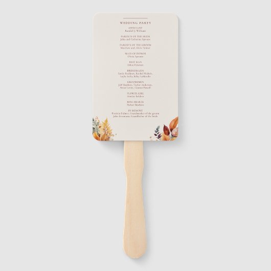 Elegante herfst bladeren herfst bruiloft programma handwaaier (Achterkant)