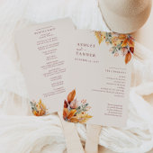 Elegante herfst bladeren herfst bruiloft programma handwaaier