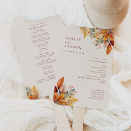 Elegante herfst bladeren herfst bruiloft programma handwaaier