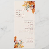 Elegante herfst bladeren herfst bruiloft programmakaart (Voorkant)